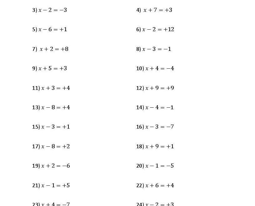 One Step Equations Worksheets Worksheets Library