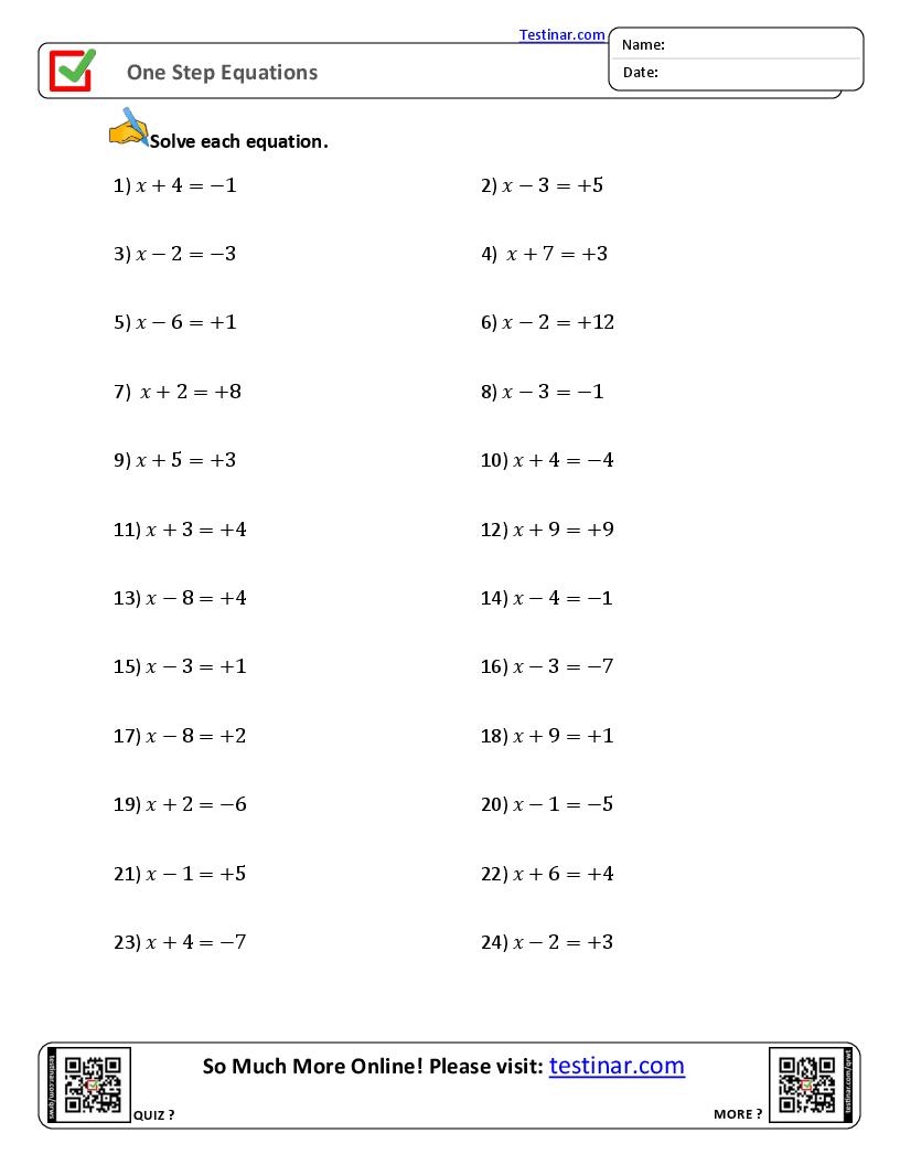One Step Equations Worksheets Worksheets Library