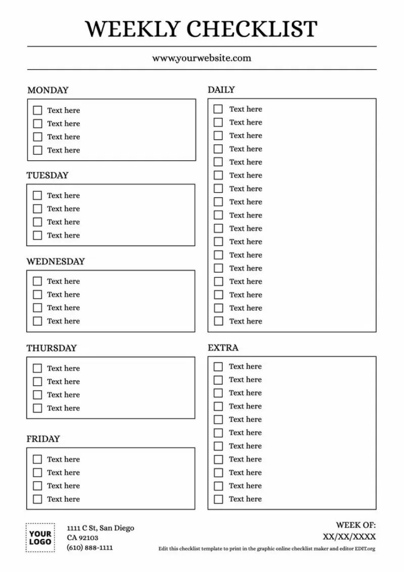 Editable And Printable Check Off List Editable And Printable Check Off List