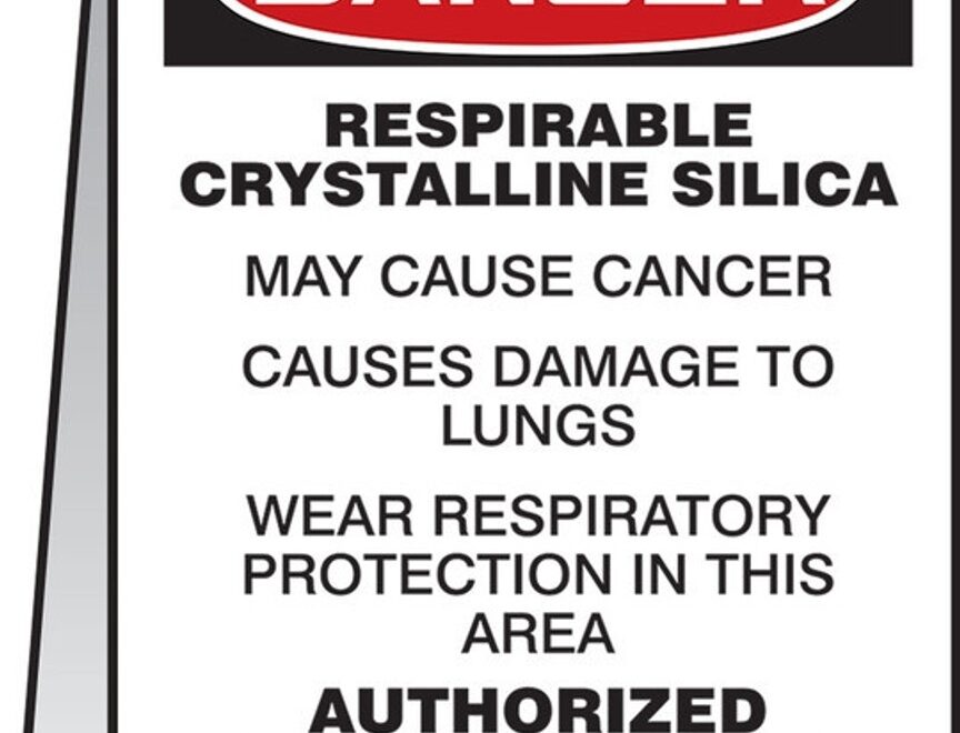 OSHA Danger Fold Ups Respirable Crystalline Silica May Cause Cancer Causes Damage To Lungs Wear Respiratory Protection In This Area English 20 X 12 1 Each PFR126 Jendco Safety Supply