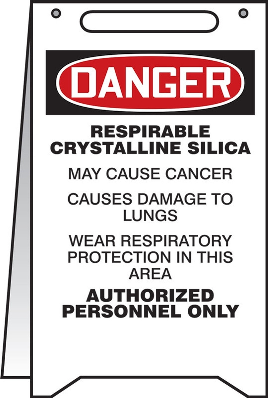 OSHA Danger Fold Ups Respirable Crystalline Silica May Cause Cancer Causes Damage To Lungs Wear Respiratory Protection In This Area English 20 X 12 1 Each PFR126 Jendco Safety Supply
