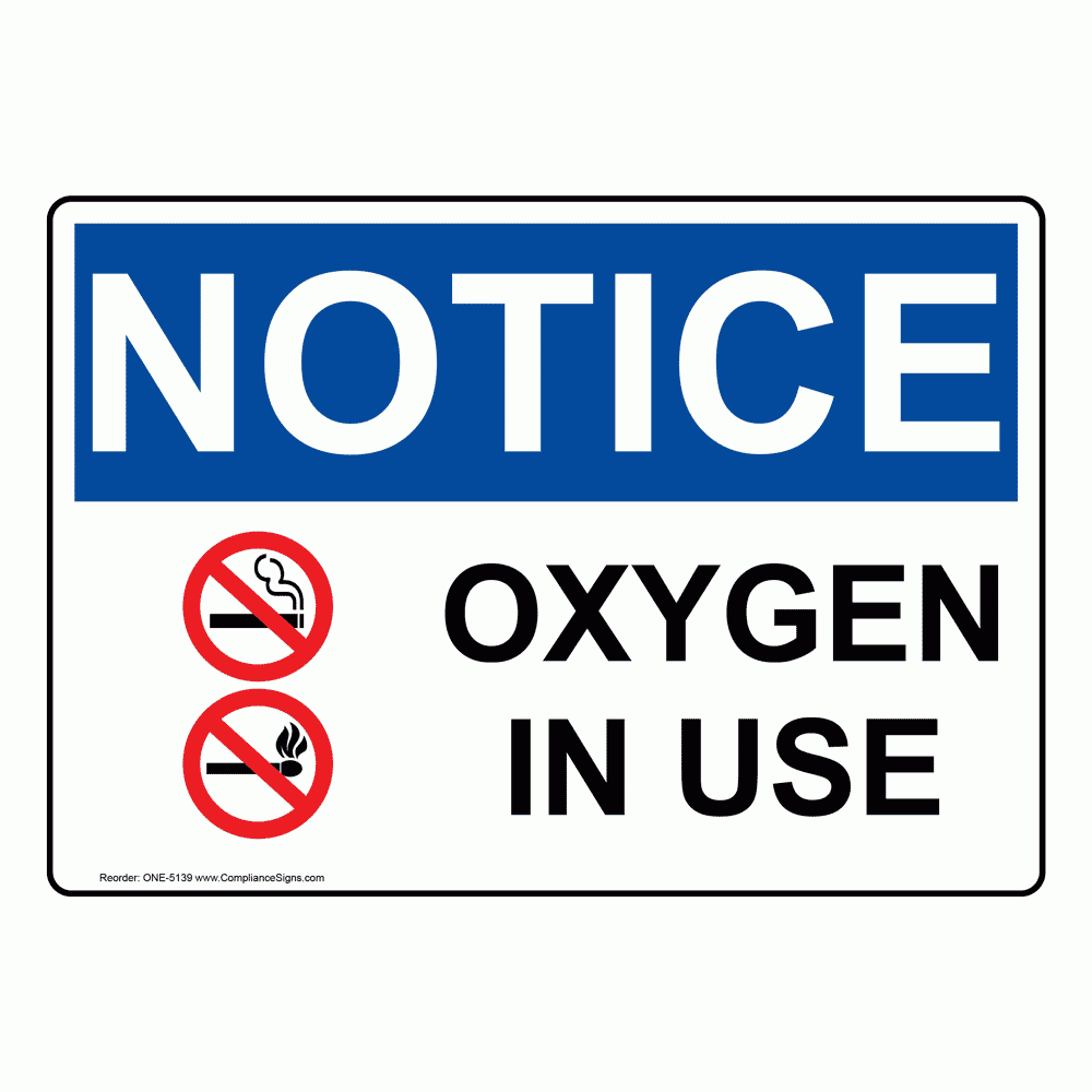 Printable Oxygen In Use Sign
