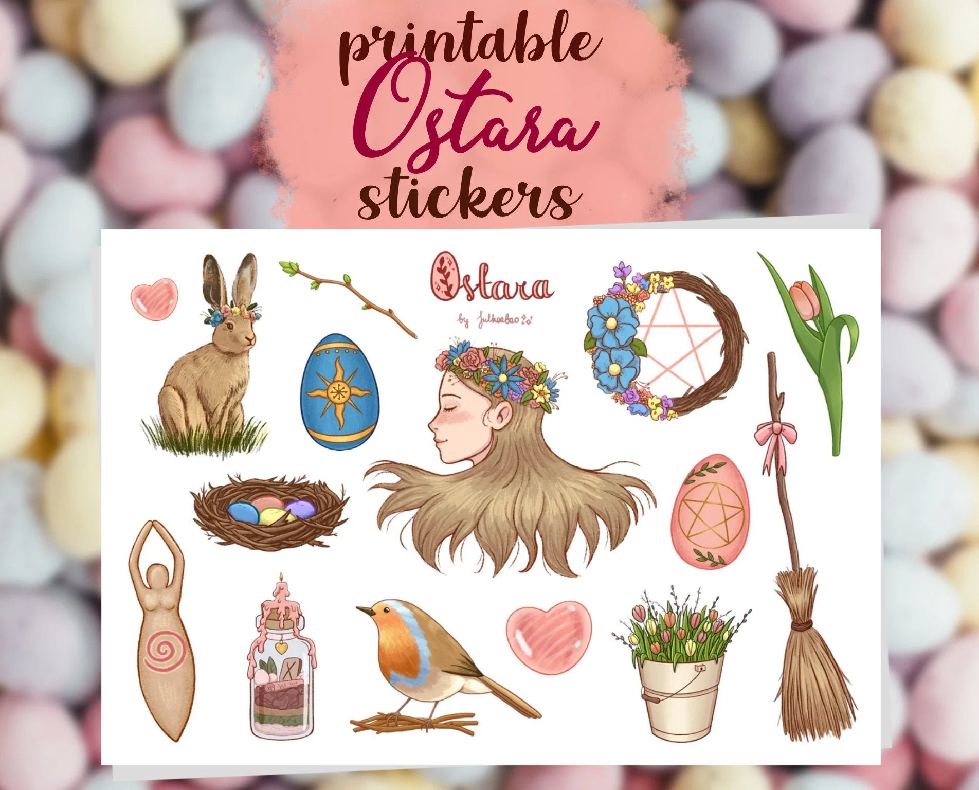 Ostara Printable Planner Stickers instant Download Witchcraft Cottagecore Print Wicca Stickers Grimoire Book Of Shadows Etsy Australia