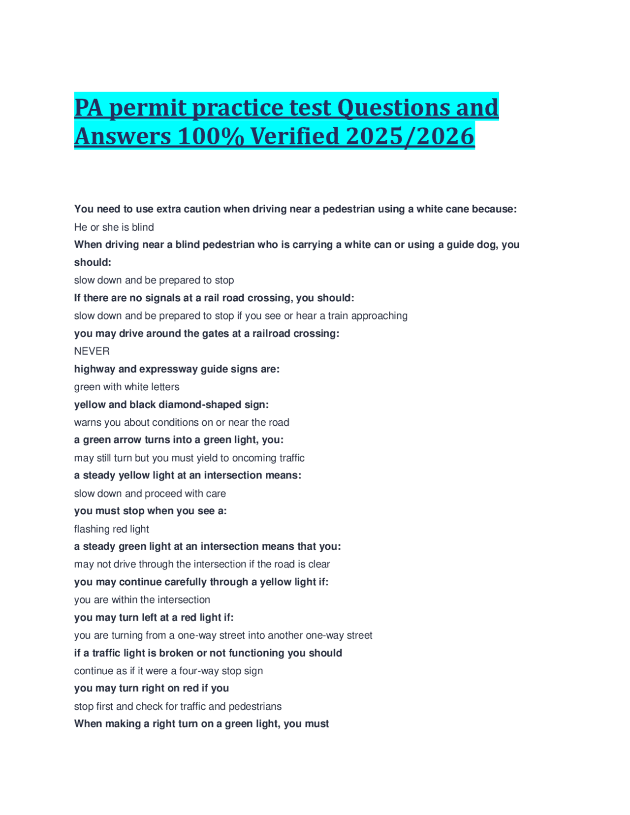 PA Permit Practice Test Questions And Answers 100 Verified 2025 2026 Exams Law Docsity PA Permit Practice Test Questions And Answers 100 Verified 2025 2026 Exams Law Docsity