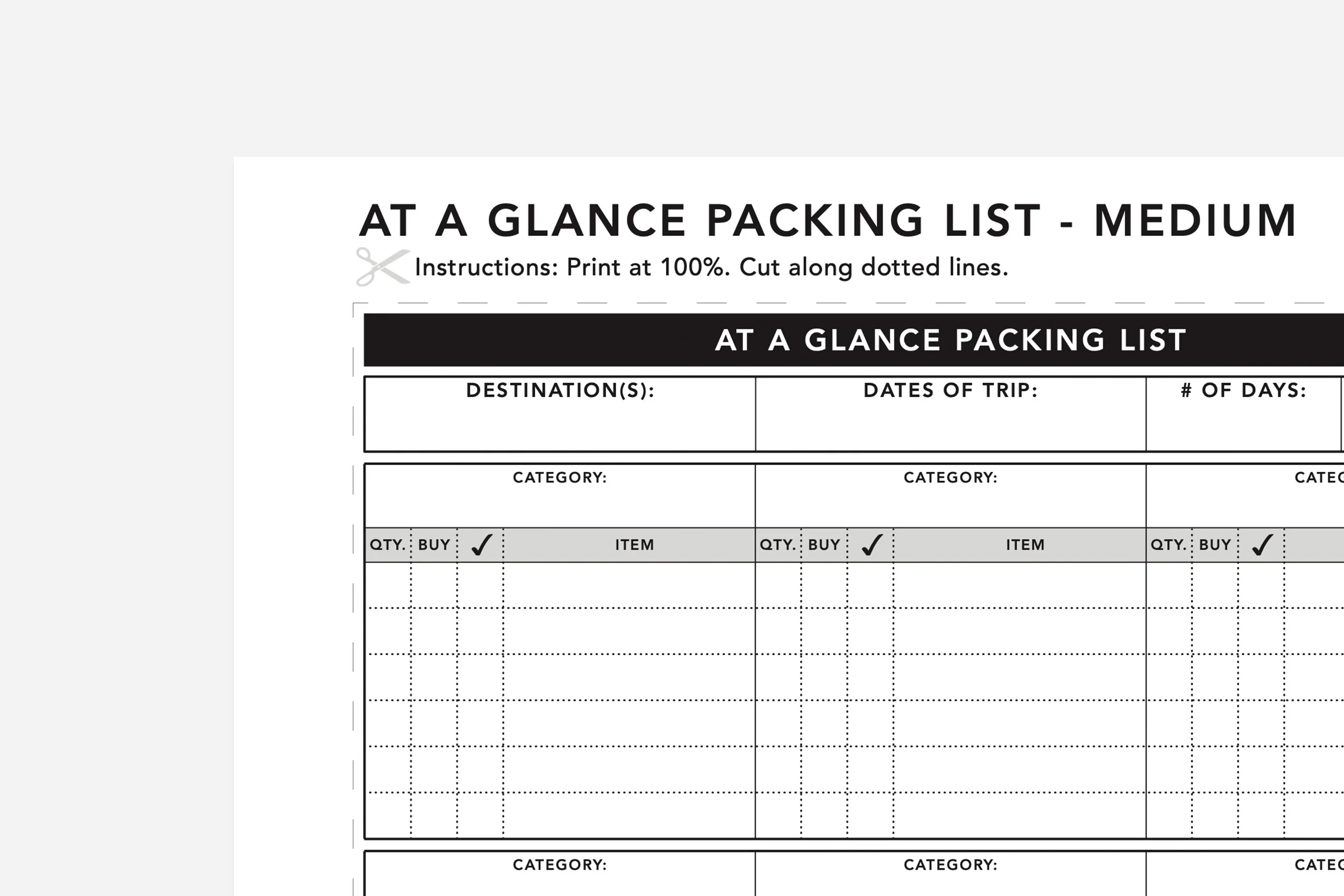 Packing List PDF Free Printable Passion Planner