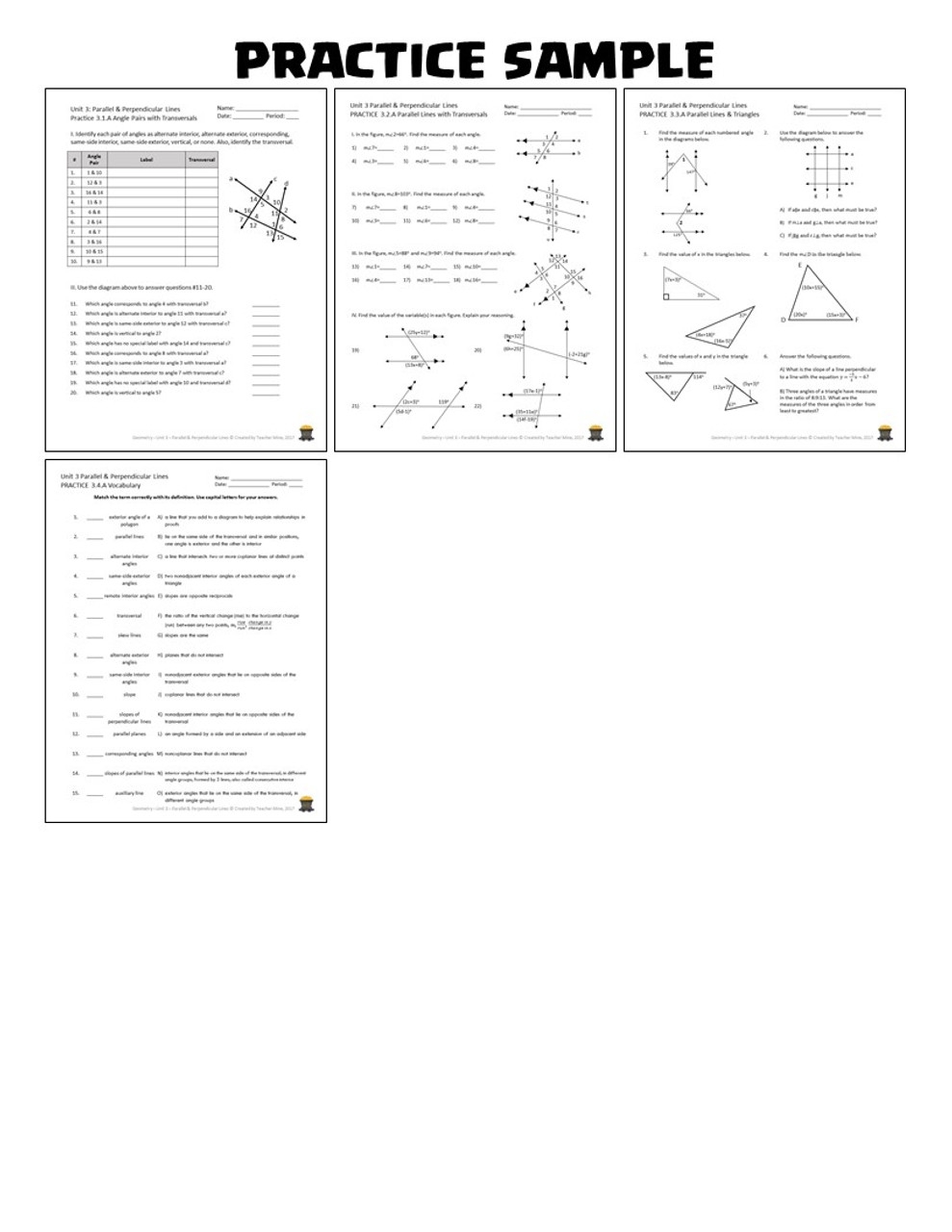 Parallel Perpendicular Lines Geometry Unit 3  Parallel Perpendicular Lines Geometry Unit 3