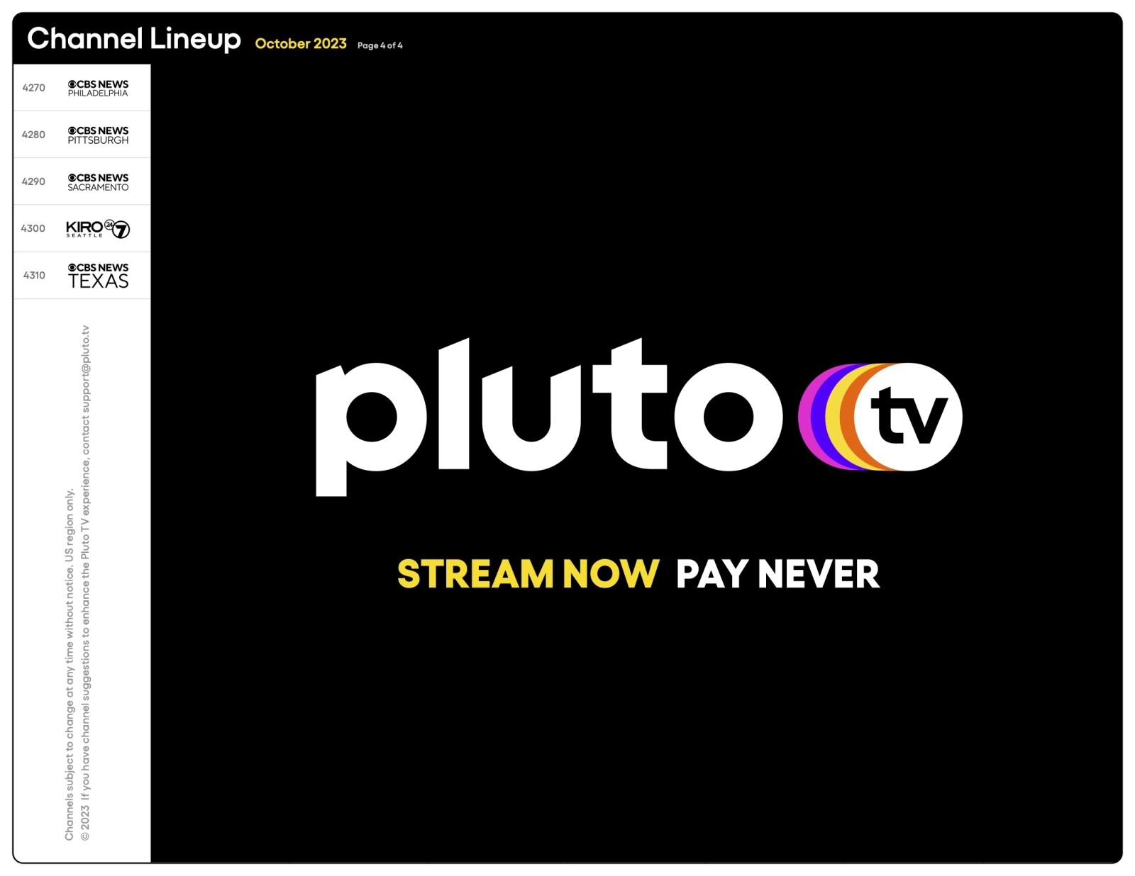 Pluto Tv Printable Channel Guide