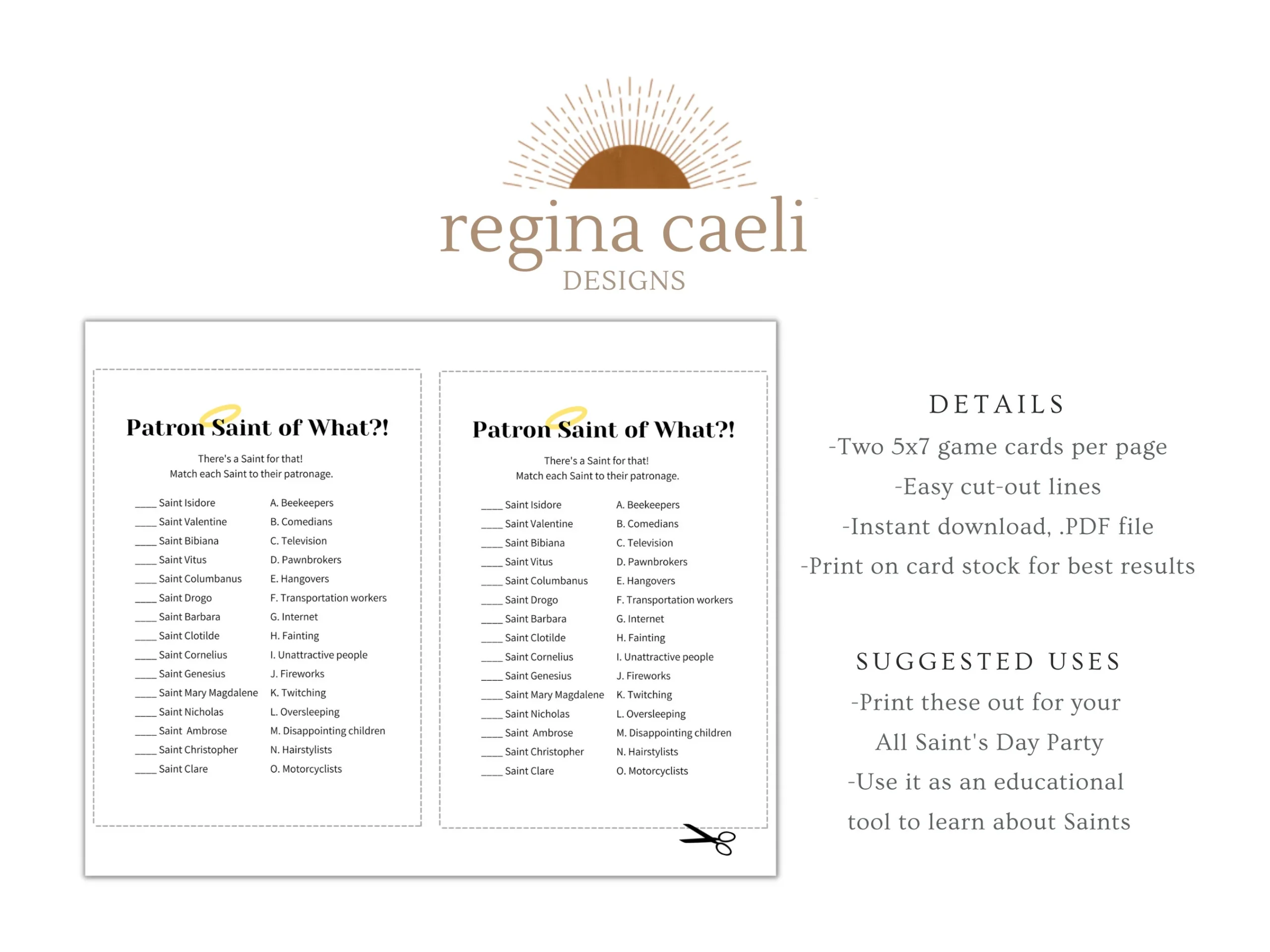 Patron Saint Printable List Patron Saint Printable List