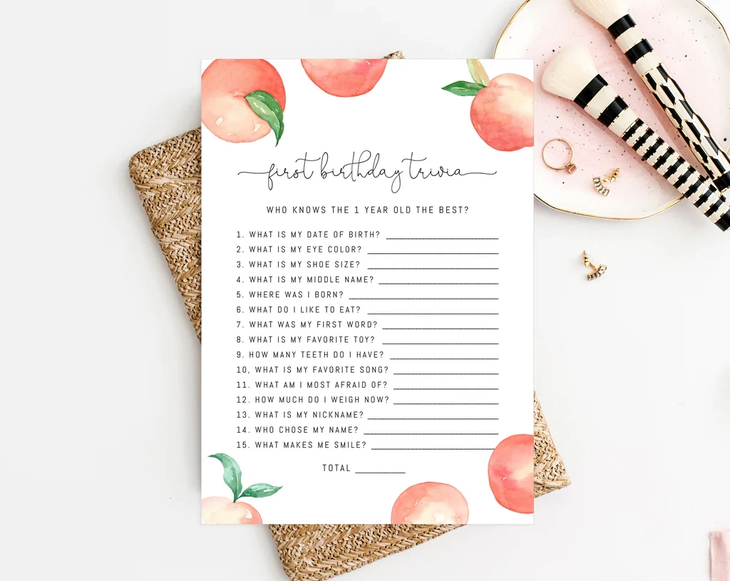 First Birthday Trivia Free Printable