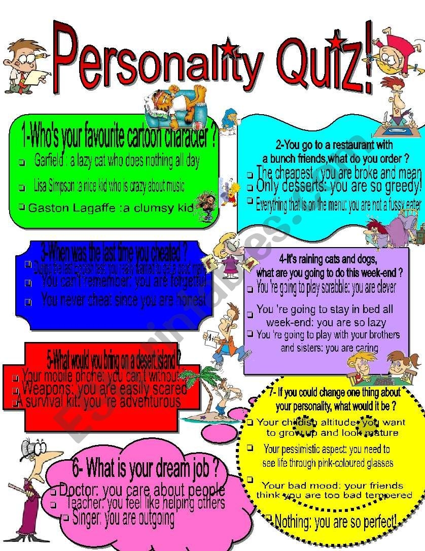 Personality Test English4ESO Live Worksheets Worksheets Library