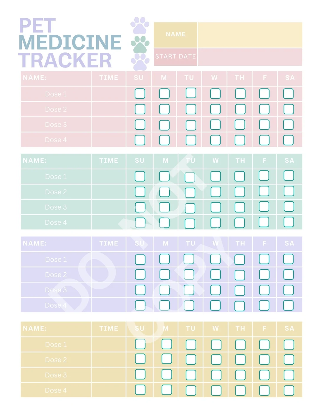 Pet Medication Tracker Printable Medicine Log PDF Checklist Template Etsy Finland