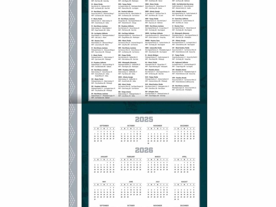 Philadelphia Eagles NFL Calendar 2026