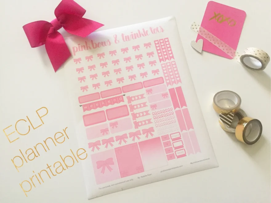 Pink Bow Planner Stickers Free Printable Pink Bows Twinkle Toes