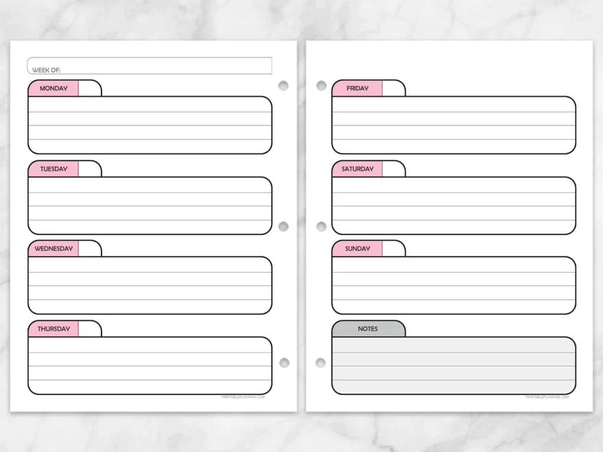 Pink Monthly And Weekly Calendar Planner Pages Printable Printable Planning