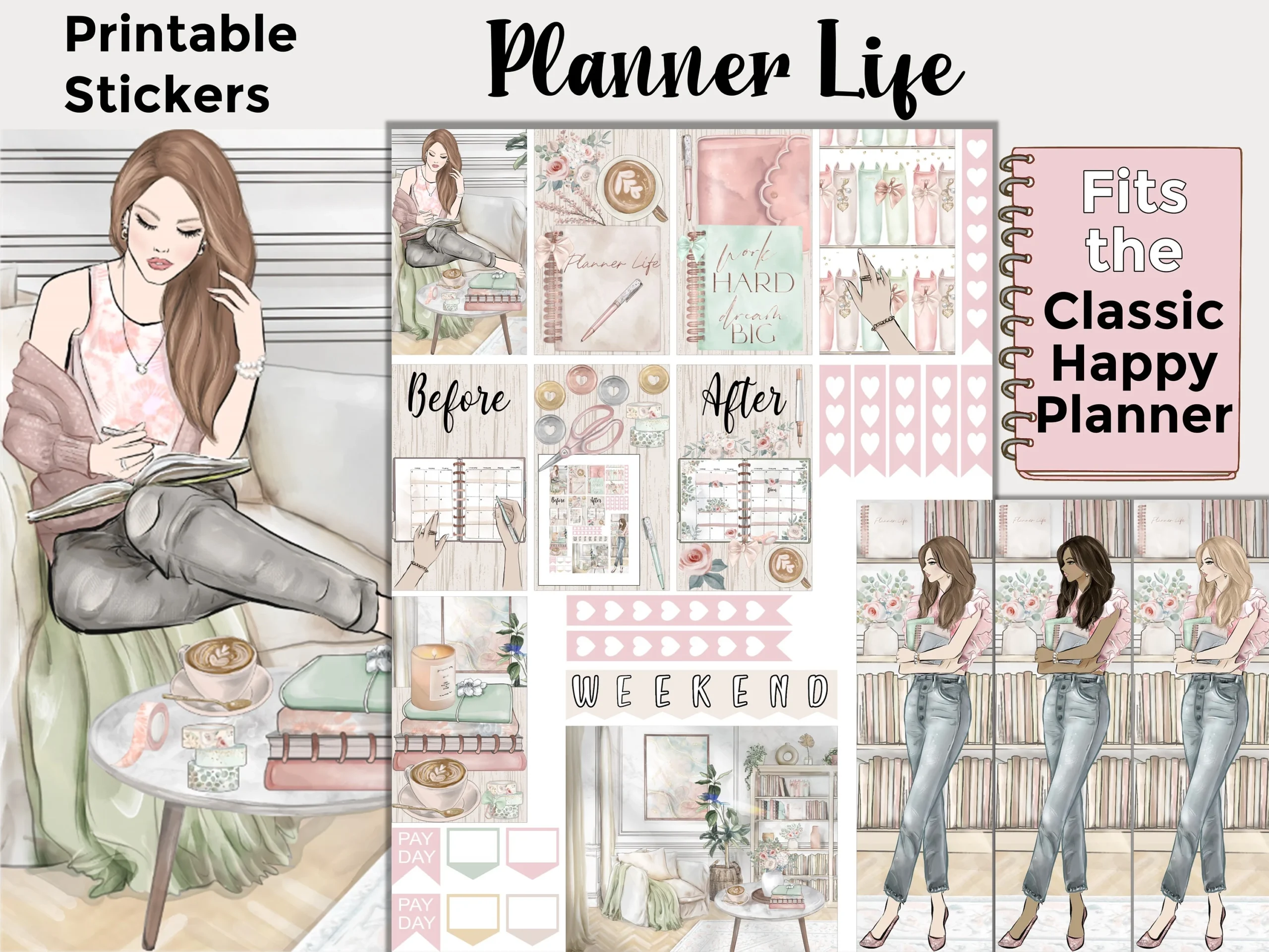 Planner Girl Printable Planner Stickers Made To Fit The Classic Happy Planner Planner Life Etsy