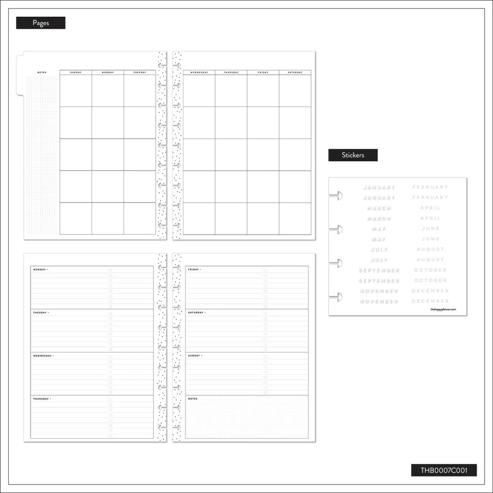 Happy Planner Printable Black And White