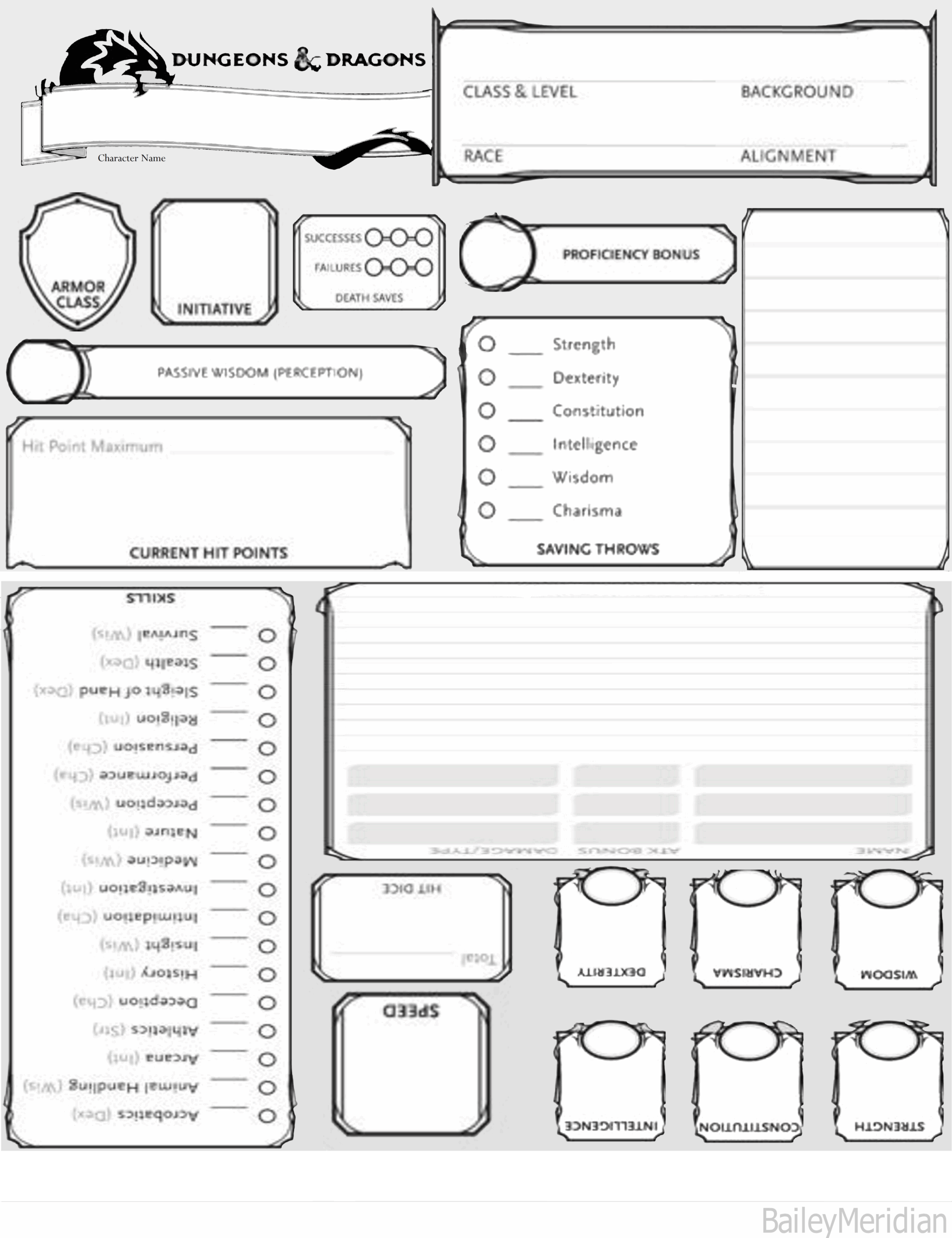 Printable High Resolution Dnd Character Sheet