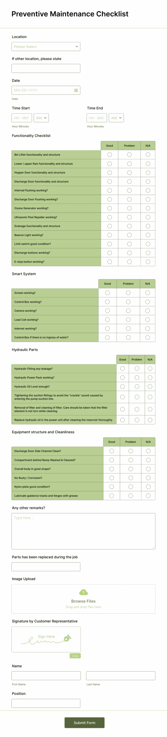 Preventive Maintenance Checklist Form Template Jotform Preventive Maintenance Checklist Form Template Jotform