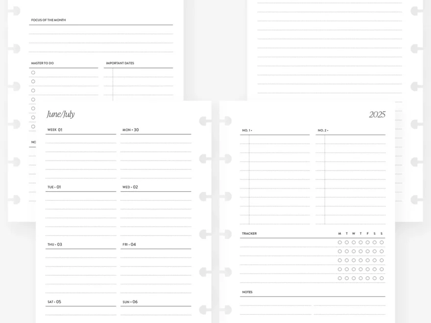 PRINTABLE 2025 2026 WEEKLY WO2P With Tracker July Start MAY PAPER CO