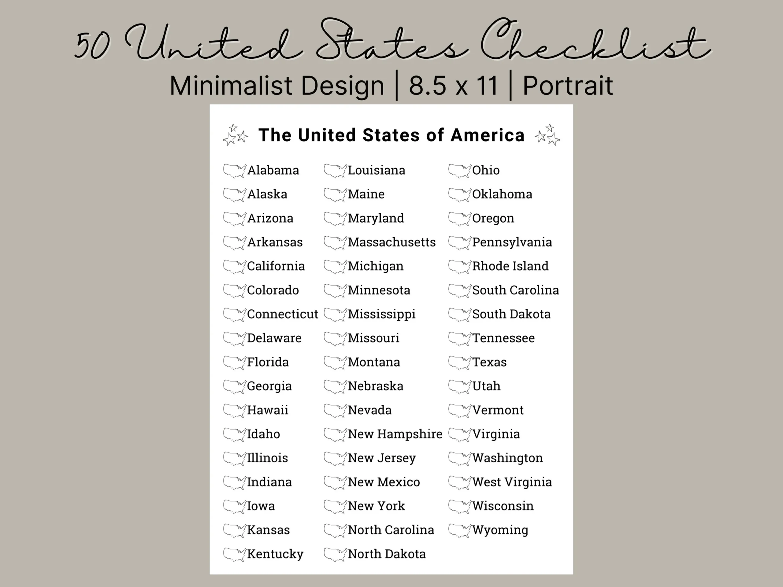 Printable List Of 50 States Printable List Of 50 States