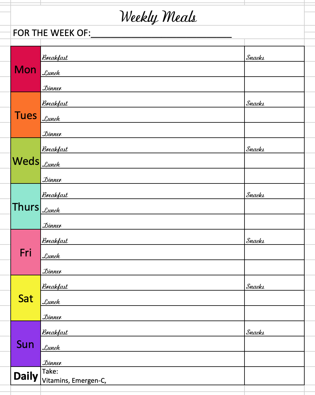 Printable And Customizable Daily Chore List Meal Planner FashionFoodieLA