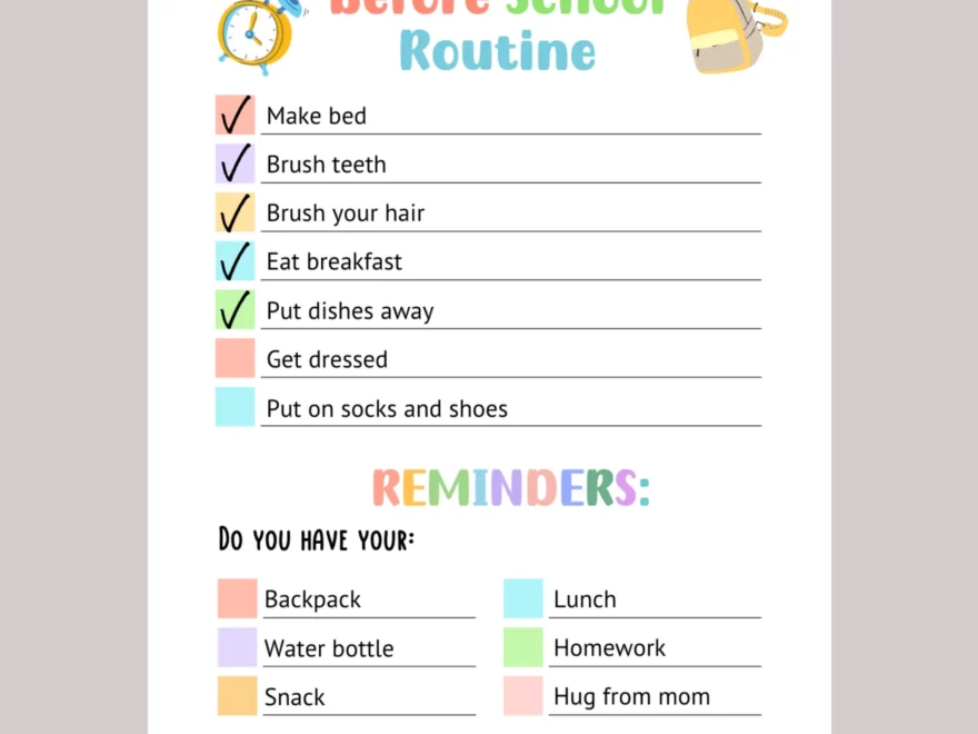 Printable Before School Checklist Editable Morning Reminders For Kids Scribbled LLC