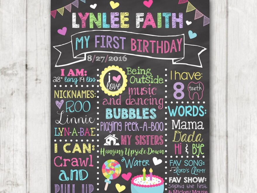Printable Birthday Chalkboard Sign 16x20 Hearts Rainbow Birthday Chalkboard Poster Birthday Sign Chalkboard First Birthday Bday Sign ANY AGE Happy Barn