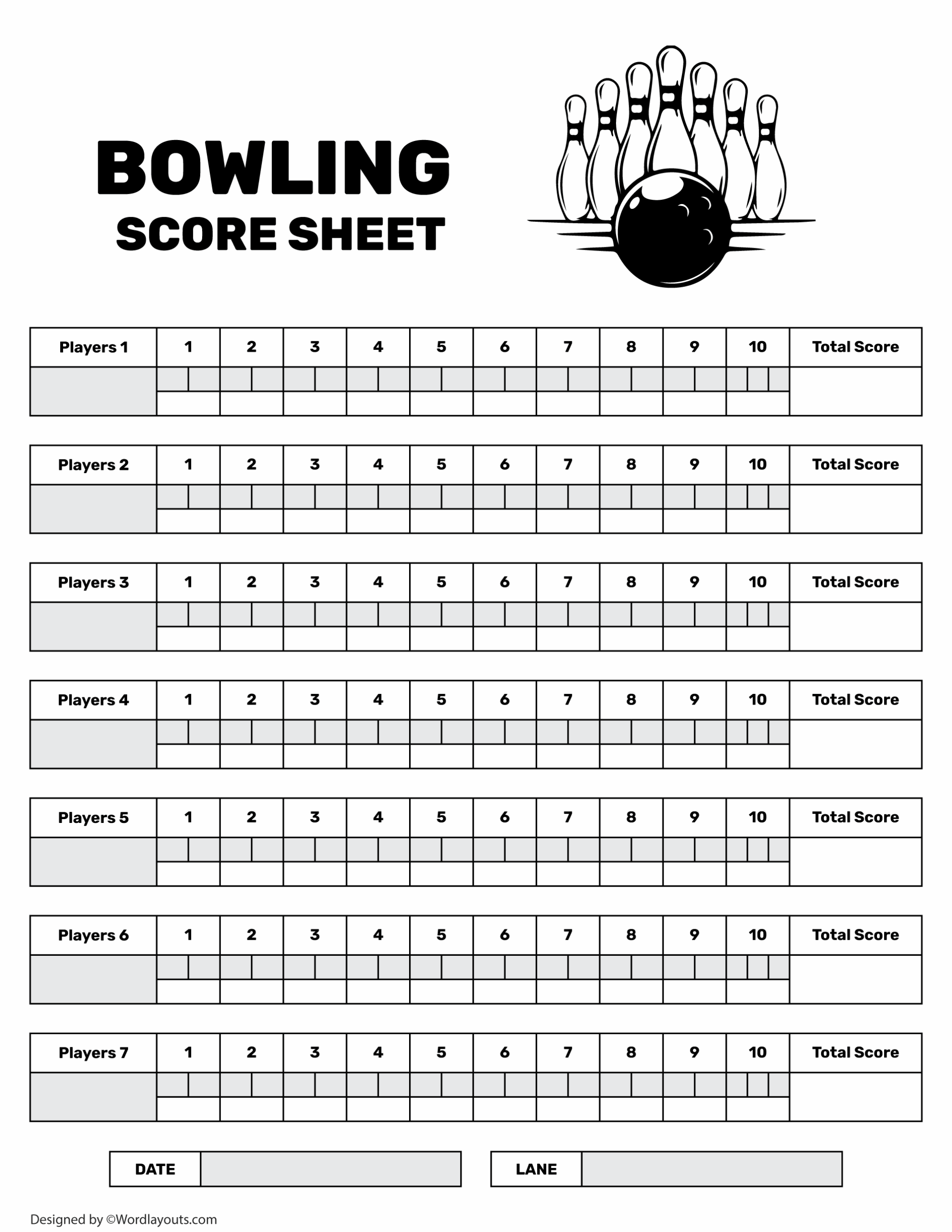 Printable Bowling Score Sheet Template WordLayouts Printable Bowling Score Sheet Template WordLayouts