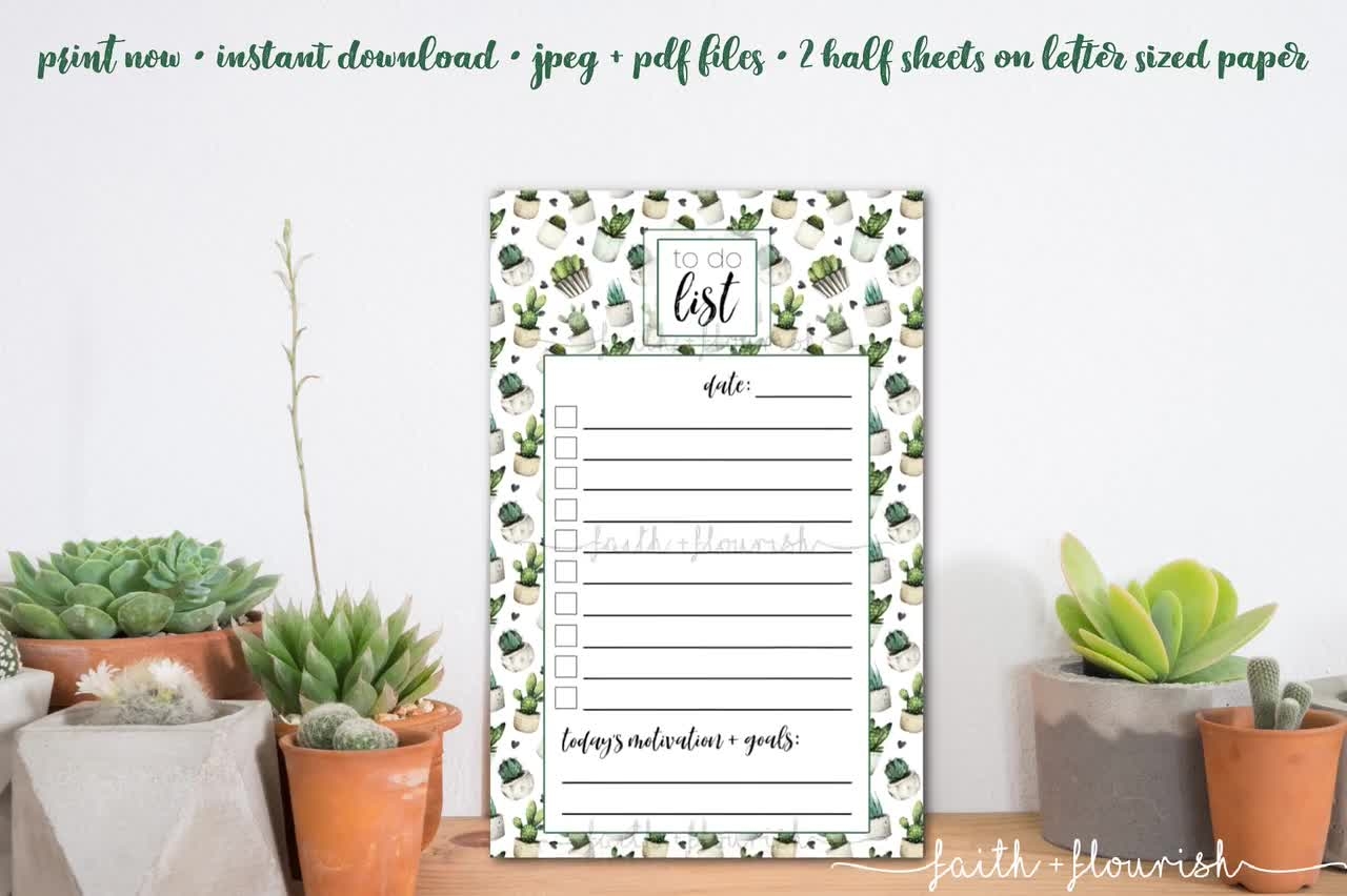 Cactus To Do List Printable Cactus To Do List Printable