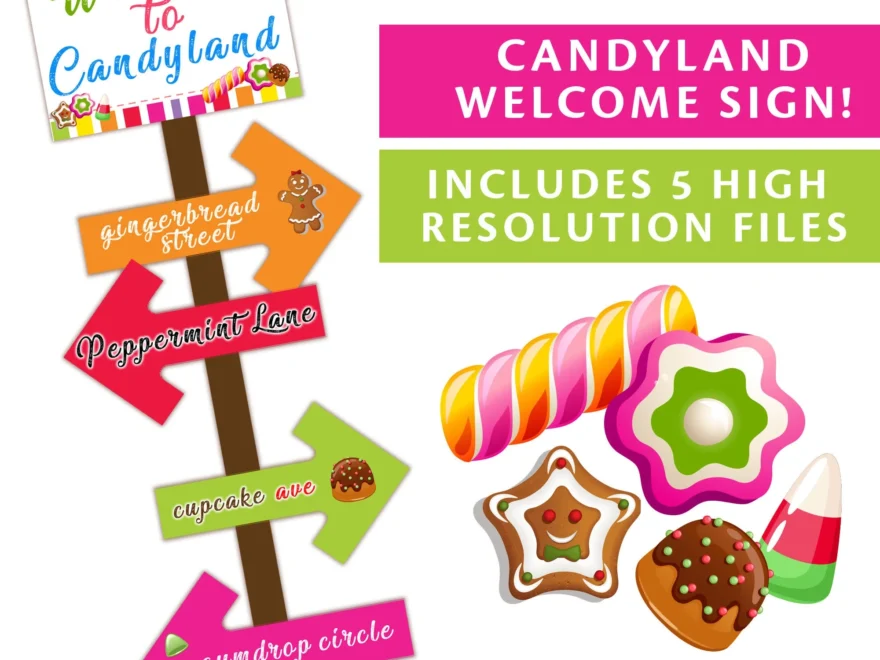 PRINTABLE Candyland Welcome Sign Plus 4 Directional Signs Candyland Theme Street Signs Candyland Instant Download Directional Signs Etsy Norway