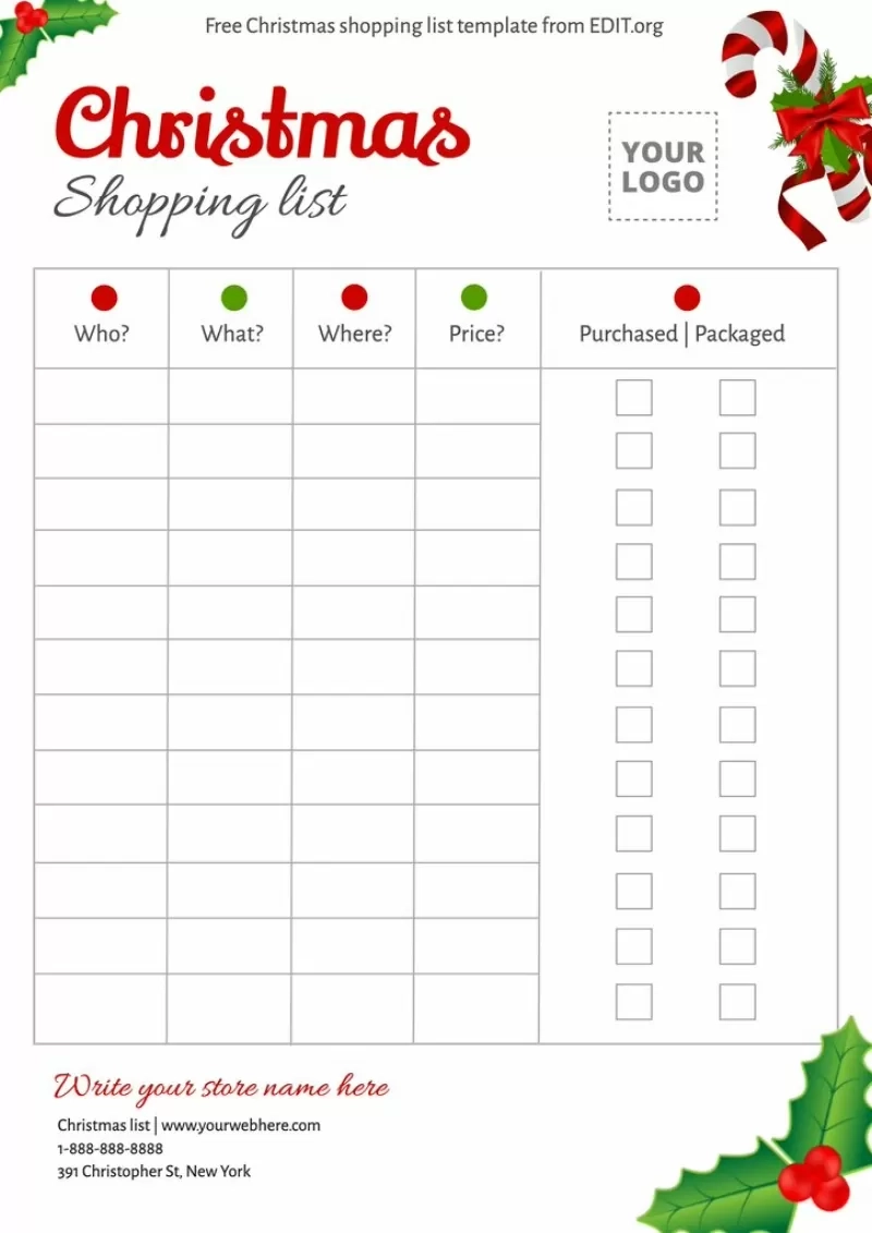Printable Blank Christmas List Printable Blank Christmas List