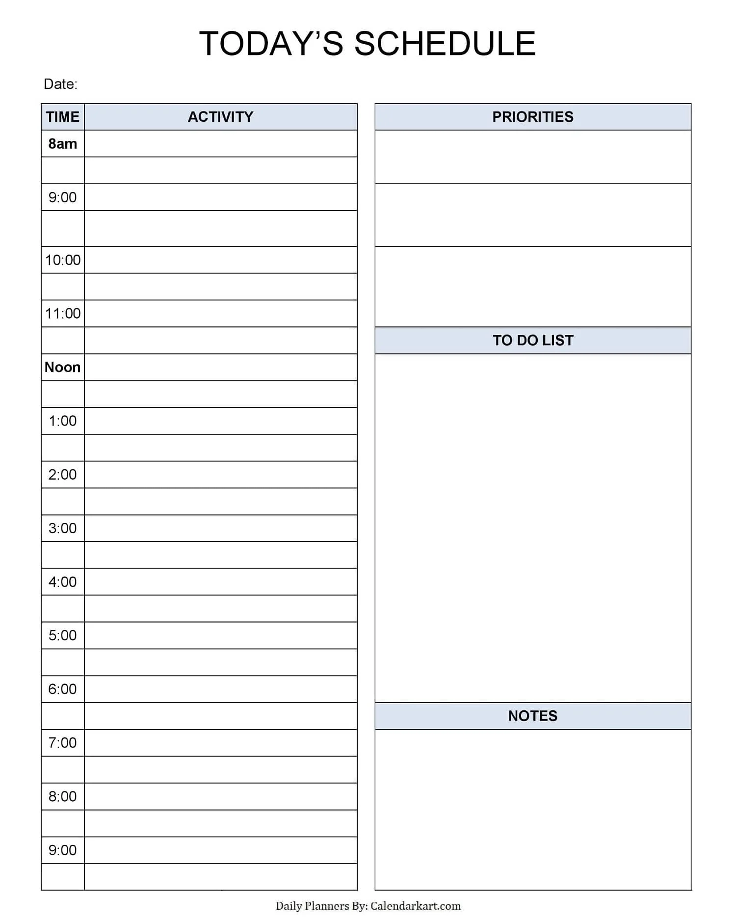 Daily Free Printable Planner