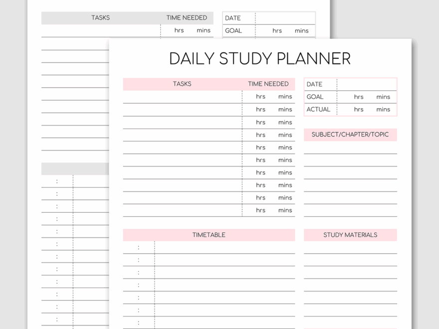 Printable Daily Study Planner