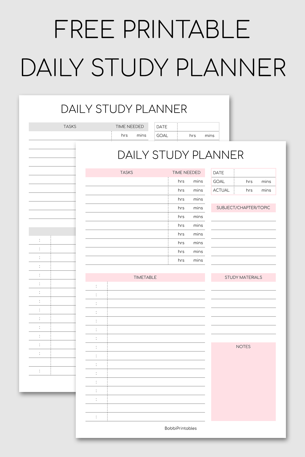 Printable Daily Study Planner Printable Daily Study Planner