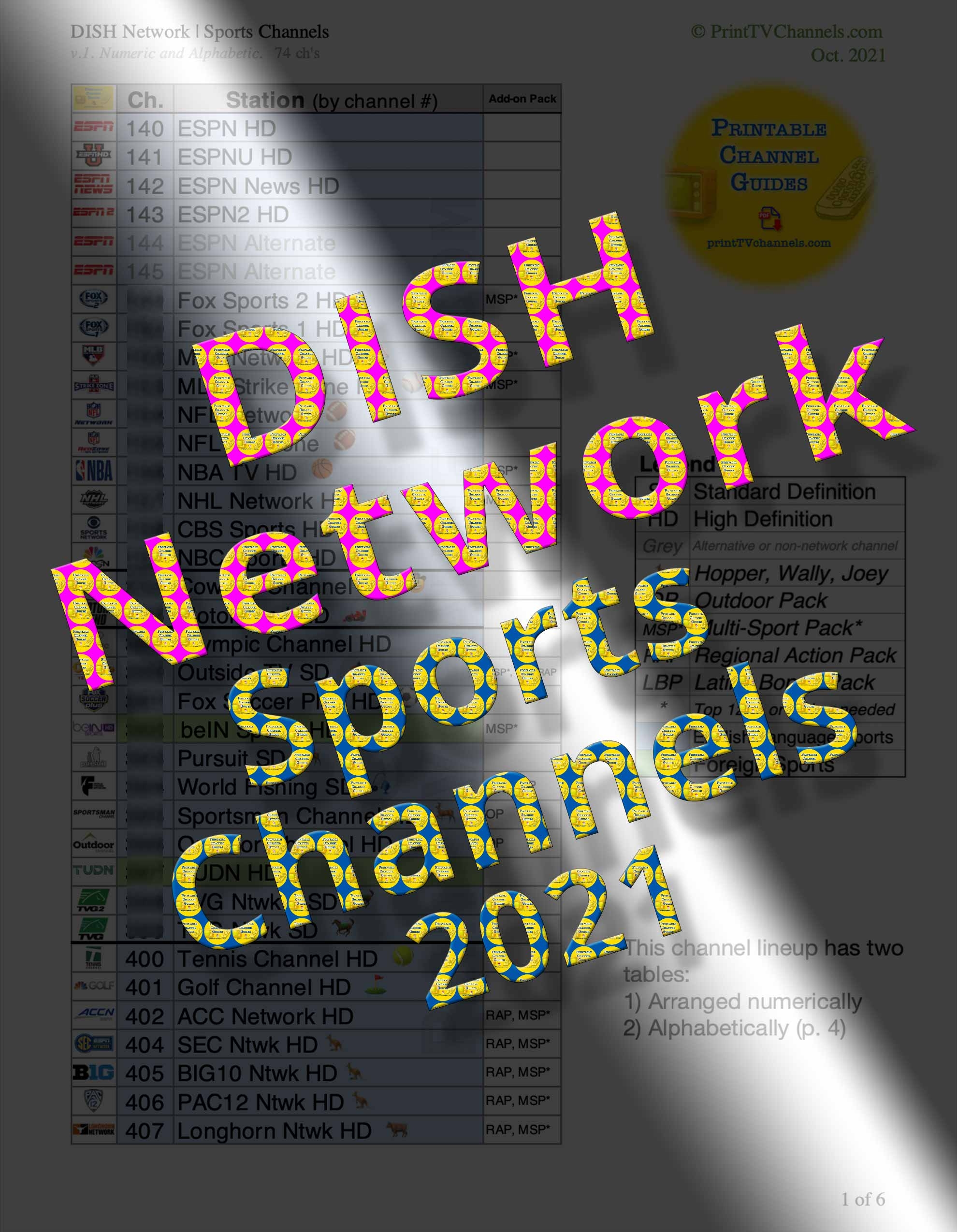 Printable DISH Sports Channel Guide SatelliteGuys US