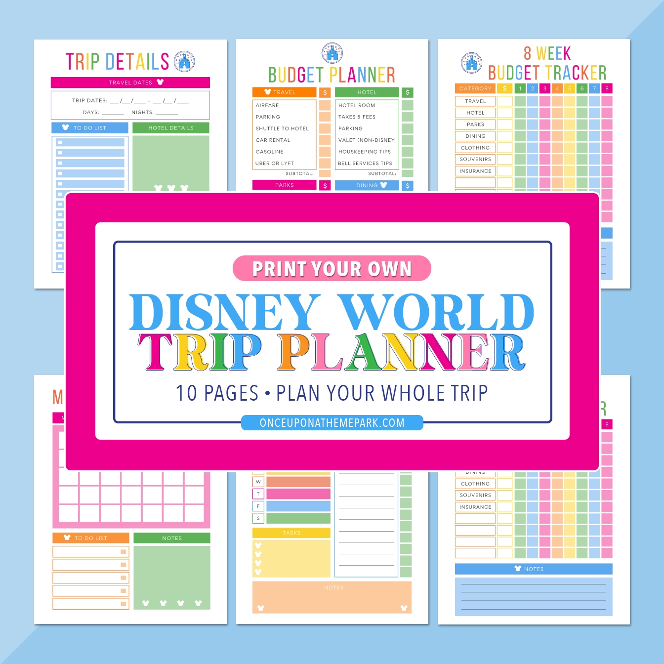 Printable Disney World Vacation Planner Once Upon A Theme Park