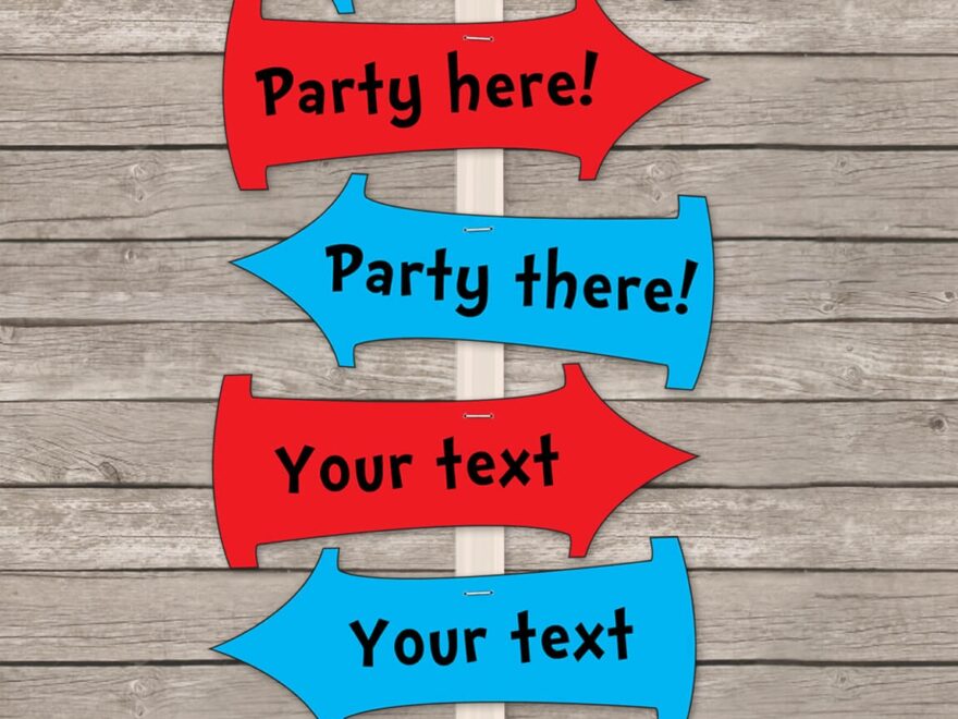 Printable Dr Seuss Arrow Signs Templates Birthday Party Cat In The Hat