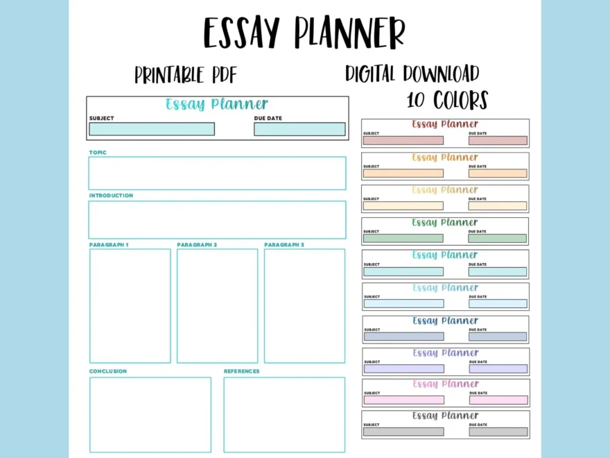 Printable Essay Planner College Writing Template digital Download Etsy