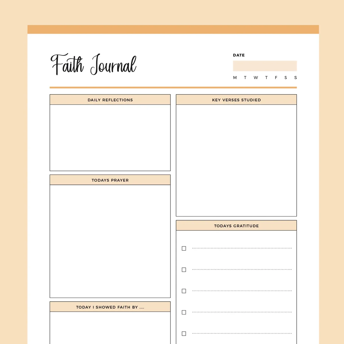 Printable Faith Journal Instant Download PDF A4 US Letter Plan Print Land