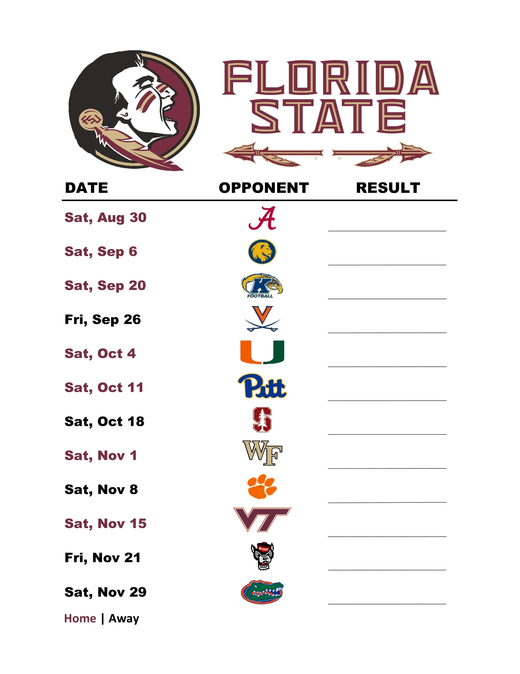 Florida State Womens Basketball Printable Schedule