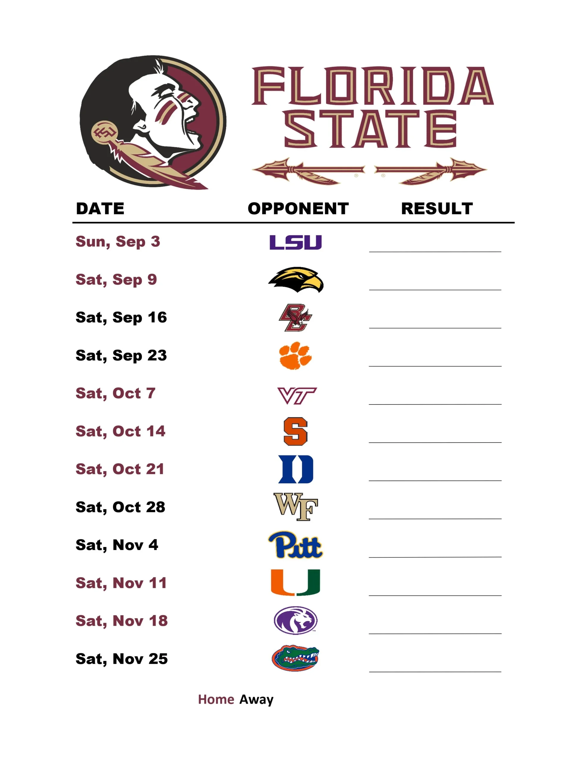 Printable Football Schedule R fsusports Printable Football Schedule R fsusports
