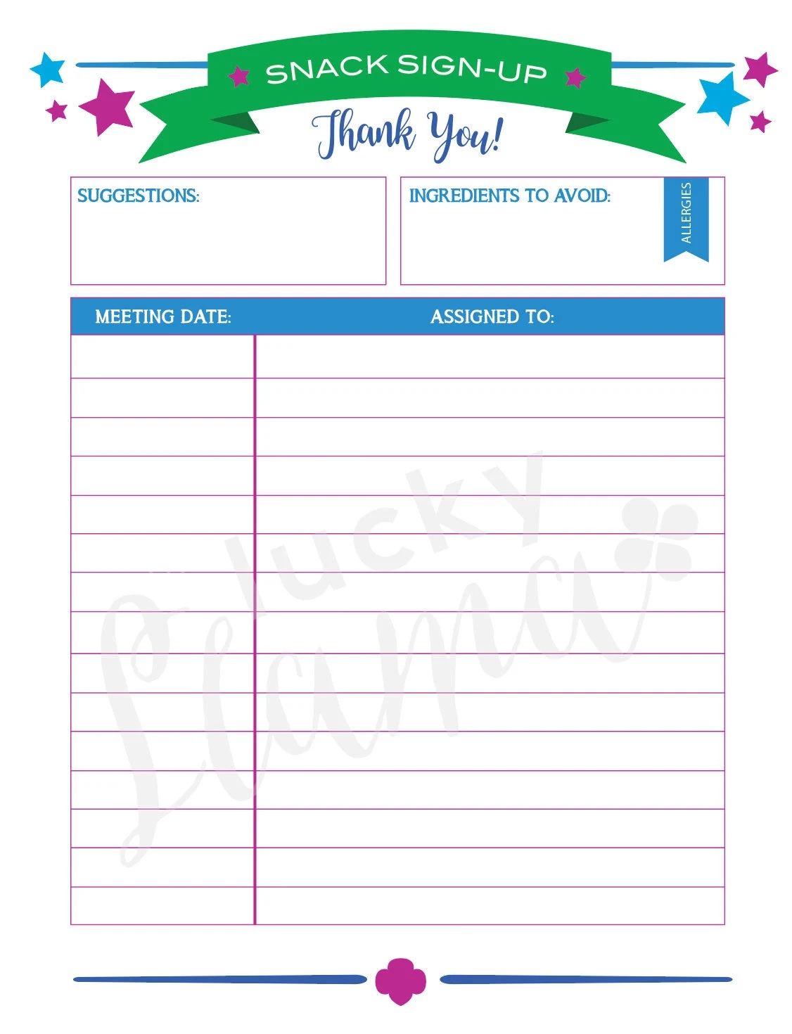 Printable Girl Scout Snack Sign up Sheet editable Version Included Etsy Printable Girl Scout Snack Sign up Sheet editable Version Included Etsy