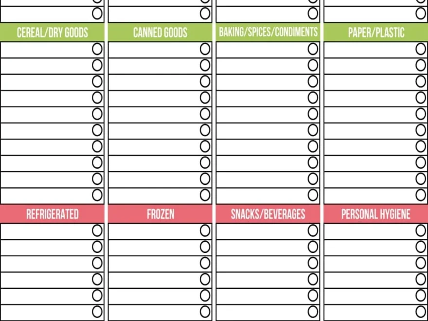 Printable Grocery Shopping List FREE PDF Download Finding Time To Fly