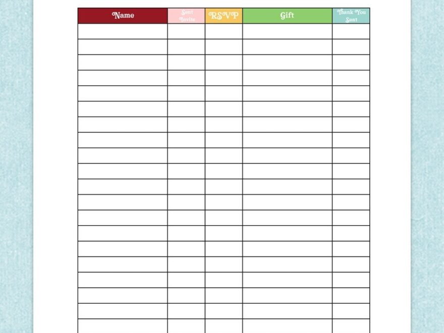 Printable Guest List