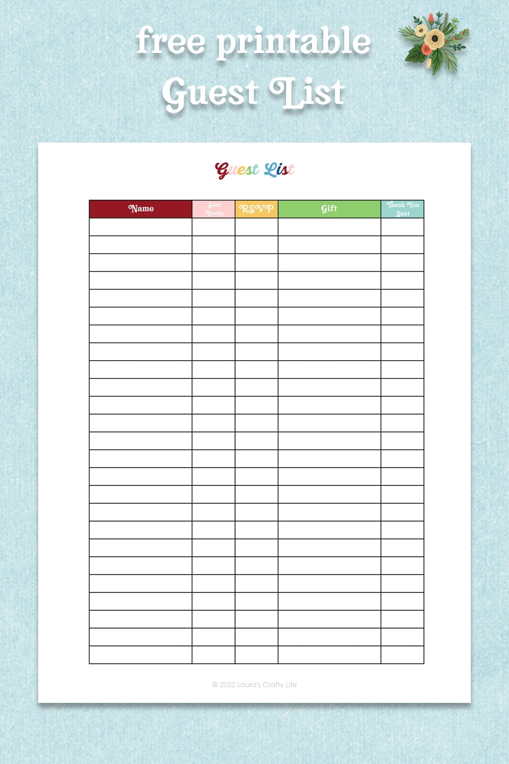 Printable Guest List With Address Printable Guest List With Address