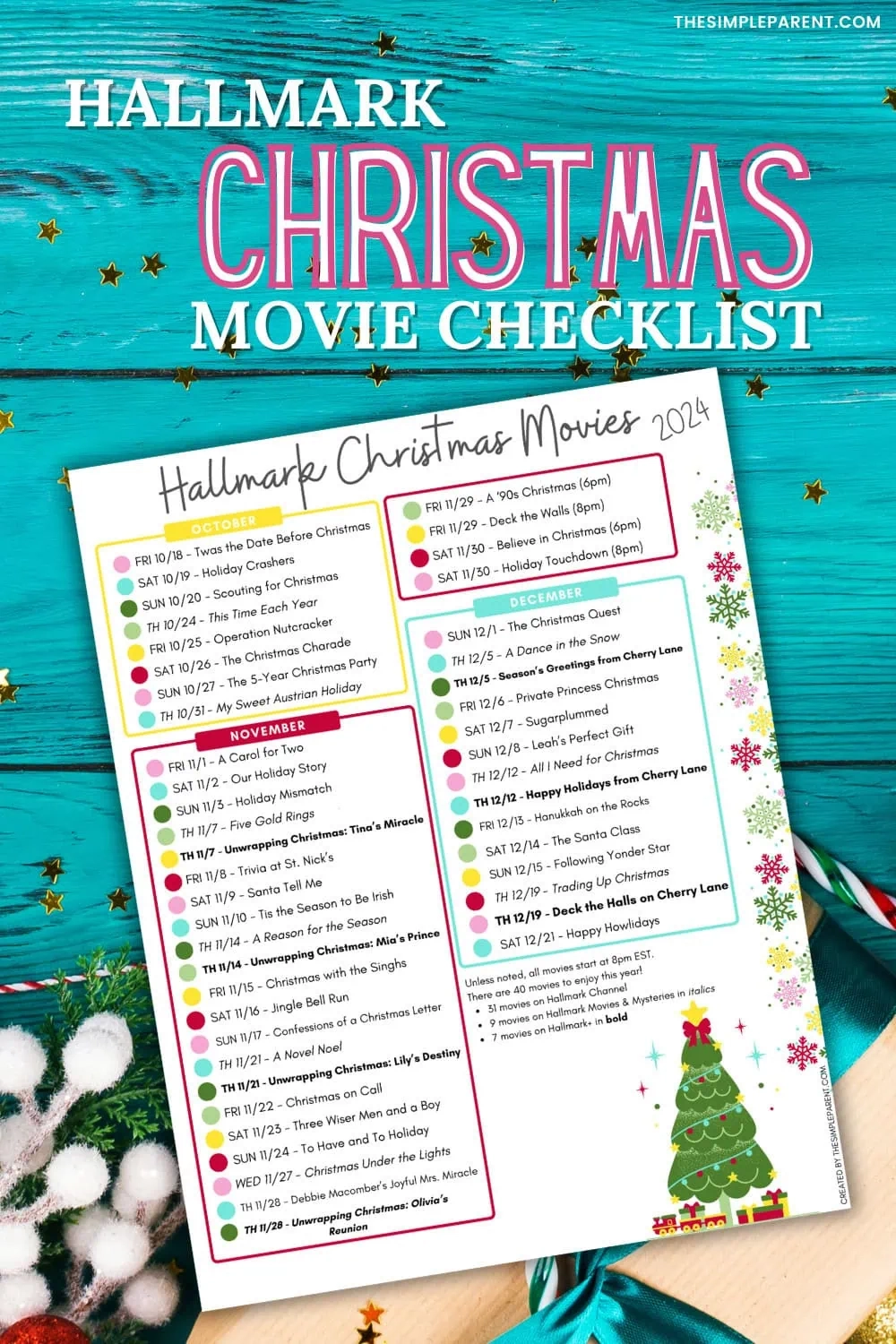 Hallmark Christmas Movies Printable List