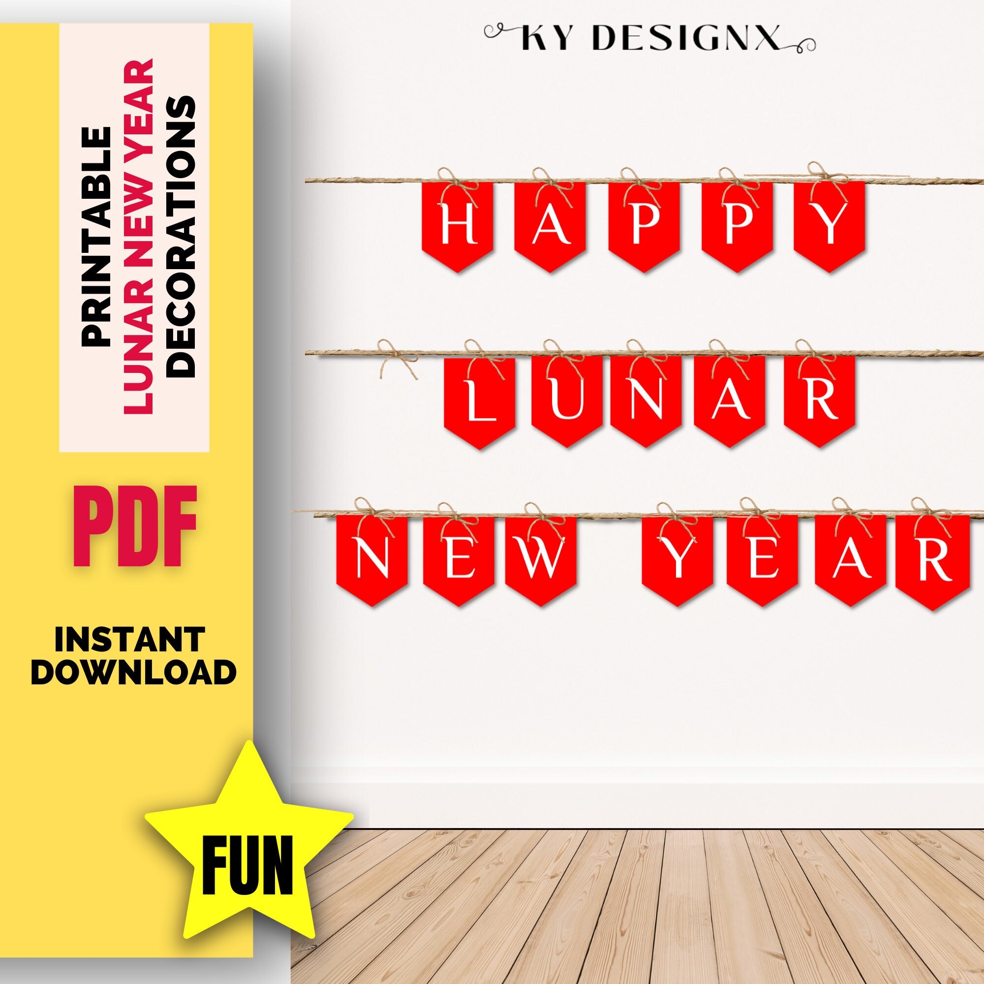 Printable Happy Lunar New Year Decoration Lunar Year Printable Chinese New Year Banner Hong Kong Printable CNY Festival Chinese Print Etsy