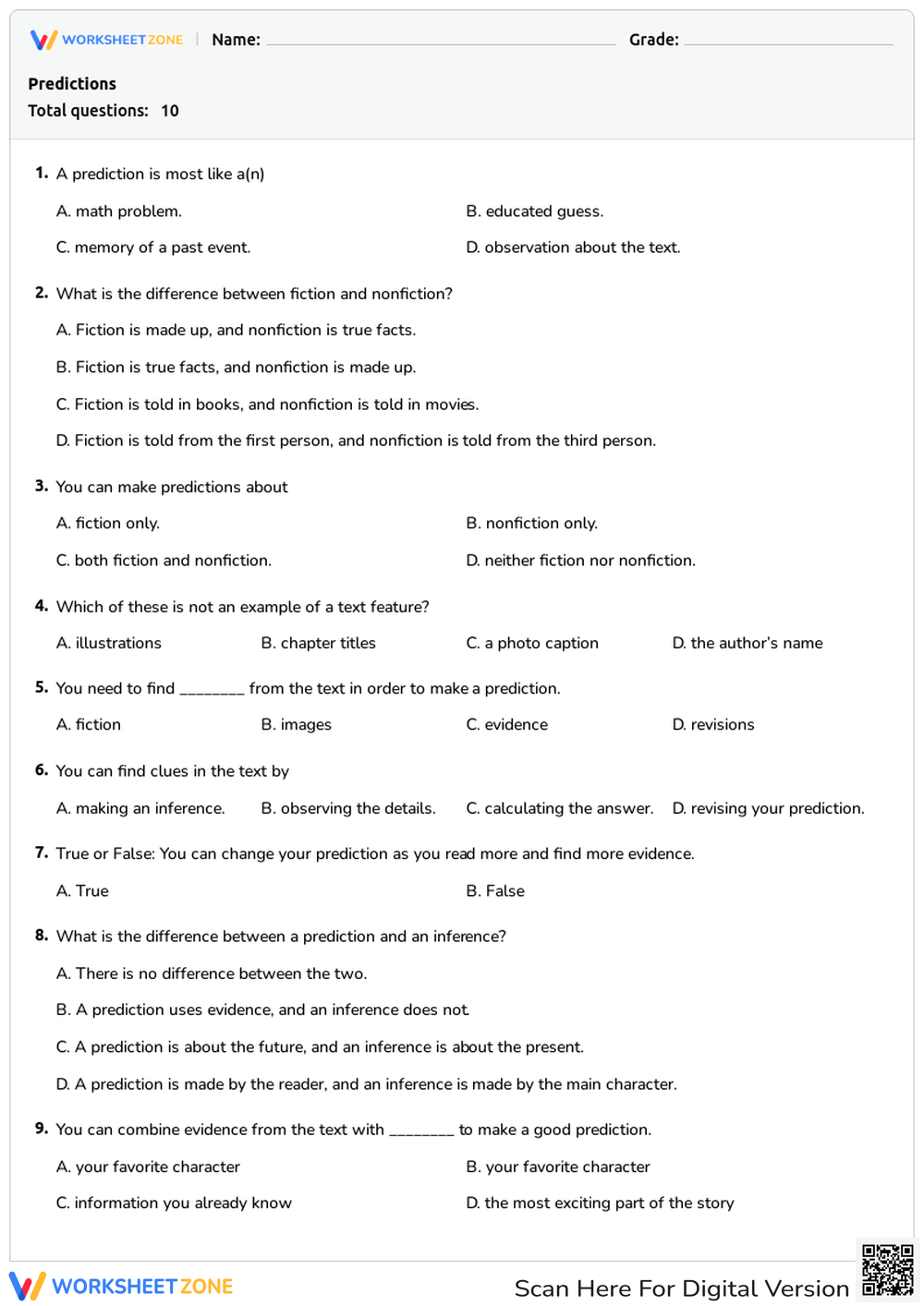 Printable Making Predictions Worksheets Printable Making Predictions Worksheets