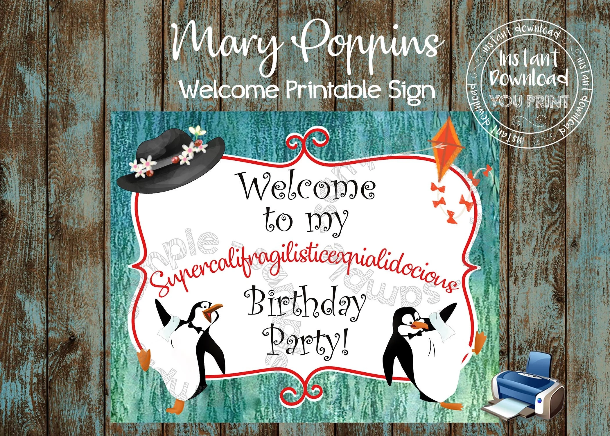 Printable Mary Poppins Welcome Sign Mary Poppins Birthday Poster Mary Poppins Party Sign Mary Poppins Party Supplies And Decorations Etsy