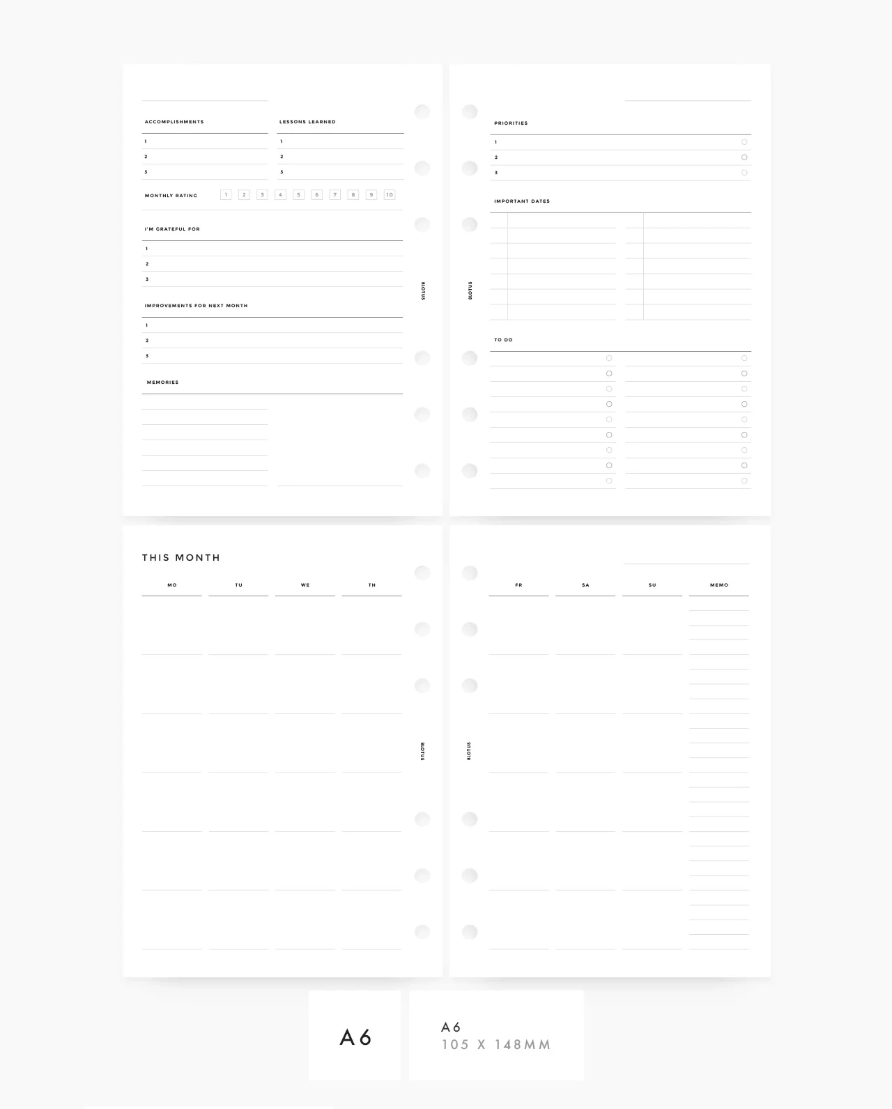 Printable Minimal Monthly Planner Insert 8Lotus Printable Minimal Monthly Planner Insert 8Lotus